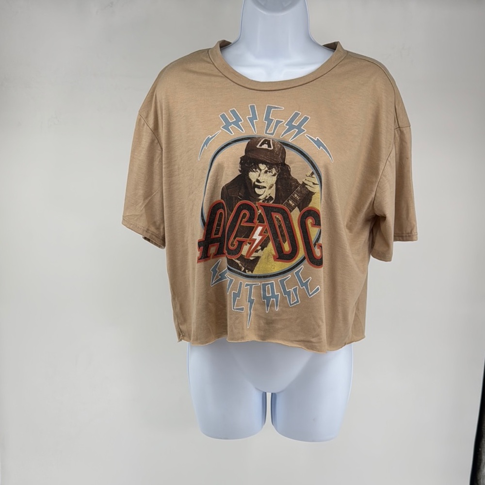 AC/DC Graphic Tan Crop Top